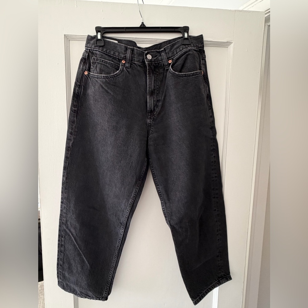 GAP Washed Black High Rise Barrel Leg Jeans